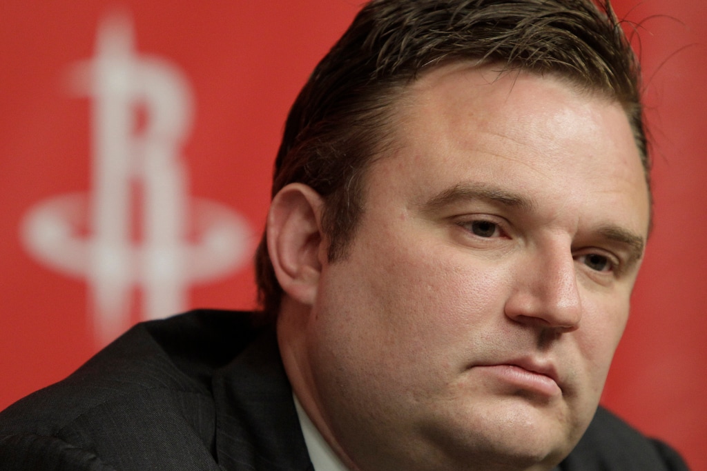 (AP File Photo) | In this April 19, 2011, file photo, Houston Rockets General Manager Daryl Morey talks during a news conference, in Houston. Morey is stepping down on his own accord, a person familiar with the decision told The Associated Press.