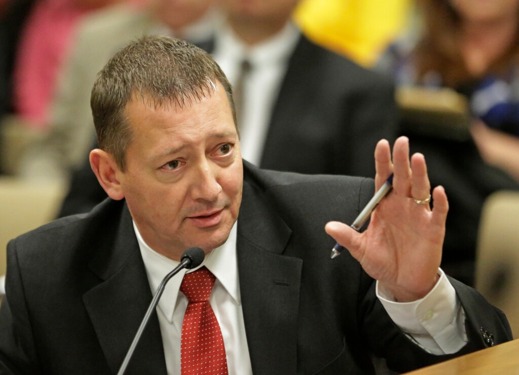 Rep. Paul Ray, of Clearfield, addresses a committee hearing Wednesday, Nov. 19, 2014, at the Utah State Capitol, in Salt Lake City. (AP Photo/Rick Bowmer)