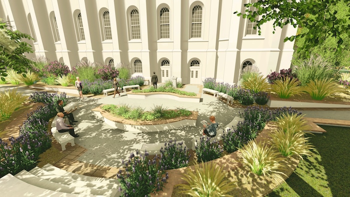 (Courtesy of The Church of Jesus Christ of Latter-day Saints) This rendering shows the entrance to the St. George Temple's baptistry.
