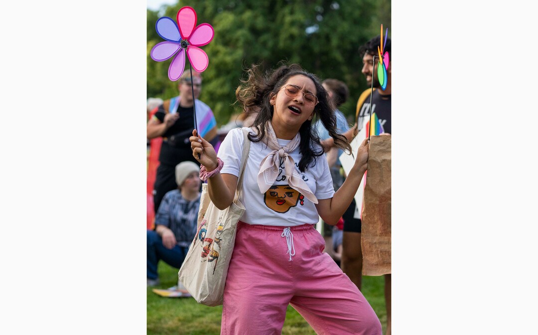 (Rick Egan | The Salt Lake Tribune) More than a thousand BYU students, friends and allies dance to the music of Lady Gaga, Brittney Spears and Taylor Swift, after a Pride March from Joaquin Park to Kiwanis Park,  in Provo, on Monday, June 28, 2021.