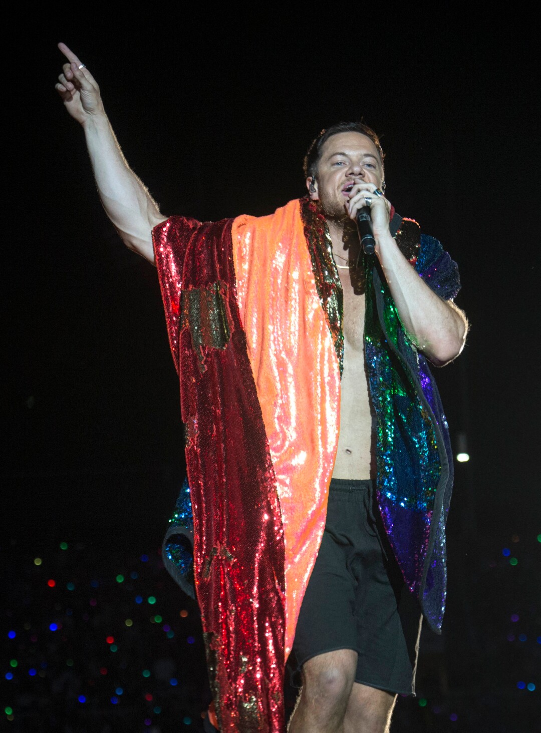 (Rick Egan  |  The Salt Lake Tribune)     Dan Reynolds performs with Imagine Dragons, at the Loveloud Festival at Rice-Eccles Stadium, Saturday, July 28, 2018.