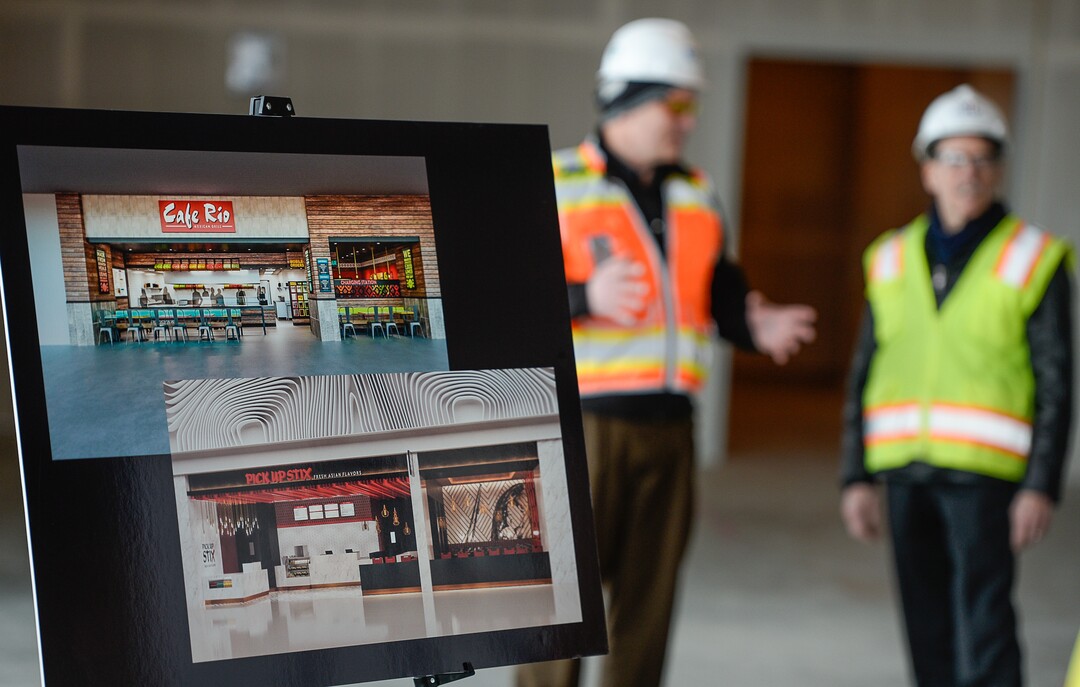 (Francisco Kjolseth  |  The Salt Lake Tribune)  Salt Lake City International Airport announces food concessionaires for the first phase of the new expanded airport during a tour on Wed. Feb. 20, 2019, as renderings provide a visual snapshot of the food and beverage options that is said to include 23 concepts with a number of home-grown options that are local favorites.