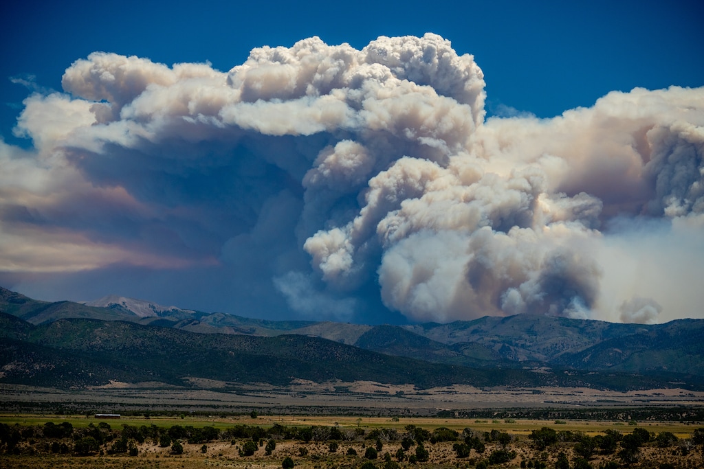 (Trent Nelson | The Salt Lake Tribune) The Cottonwood Fire burns east of Beaver on Tuesday, June 23, 2026.