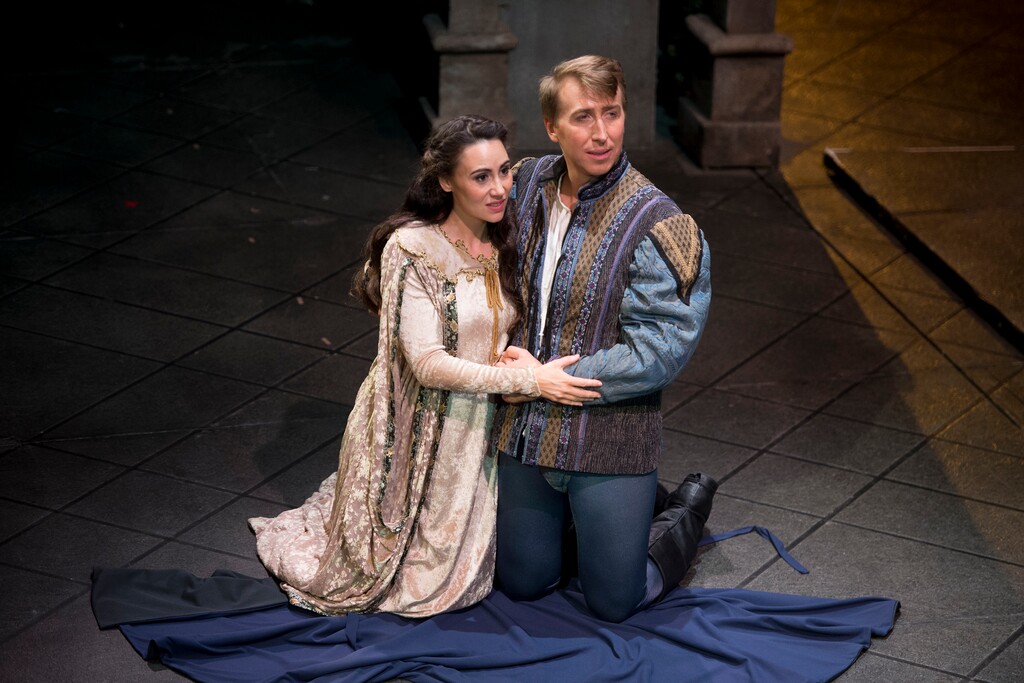 (Jeremy Harmon  |  The Salt Lake Tribune) Anya Matanovic as Juliet and Joshua Dennis as Romeo perform during a dress rehearsal for Utah Opera's production of "Romeo and Juliet" on Thursday, Oct. 11, 2018.
