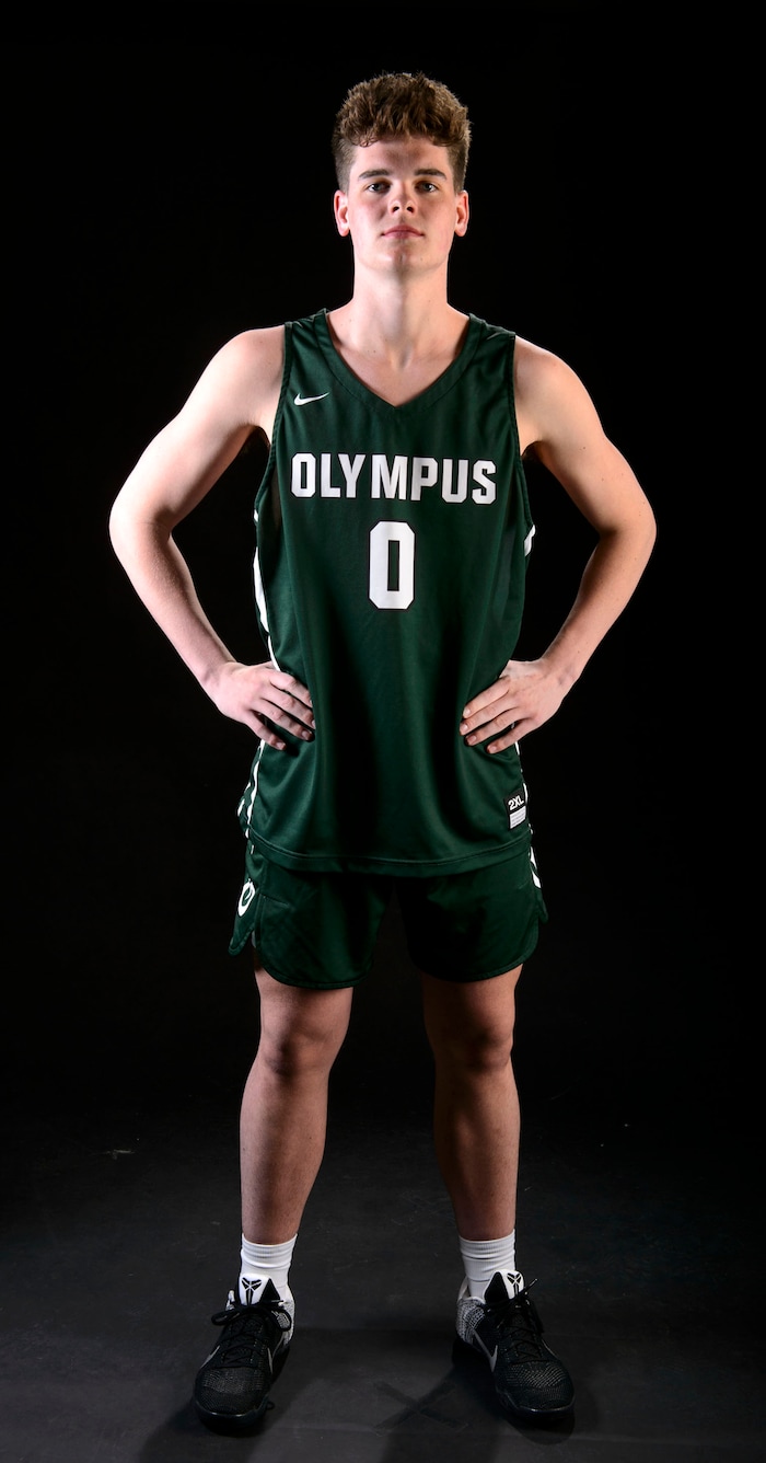 (Steve Griffin  |  The Salt Lake Tribune)  Prep basketball Jeremy DowDell, Olympus, in the Salt Lake Tribune studio in Salt Lake City Tuesday April 10, 2018.
