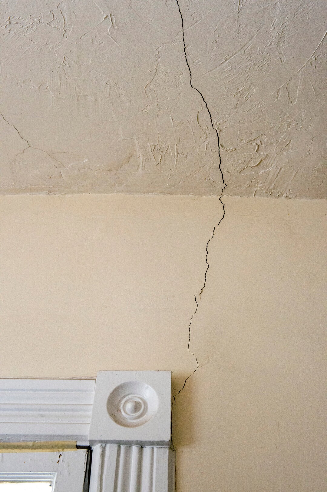 (Rick Egan  |  The Salt Lake Tribune)   Cracks in the Munns' Salt Lake City home, caused by the earthquake, Monday April 13, 2020