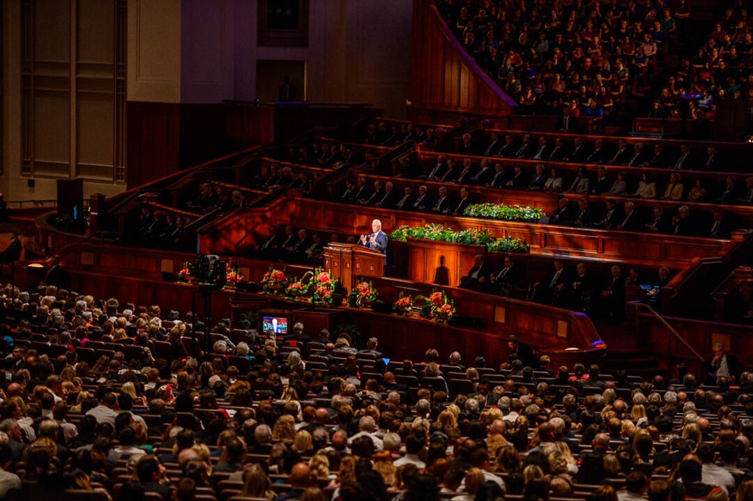 (Trent Nelson | The Salt Lake Tribune)  Dieter F. Uchtdorf speaks at the General Conference of The Church of Jesus Christ of Latter-day Saints in Salt Lake City, Saturday Oct. 6, 2018.