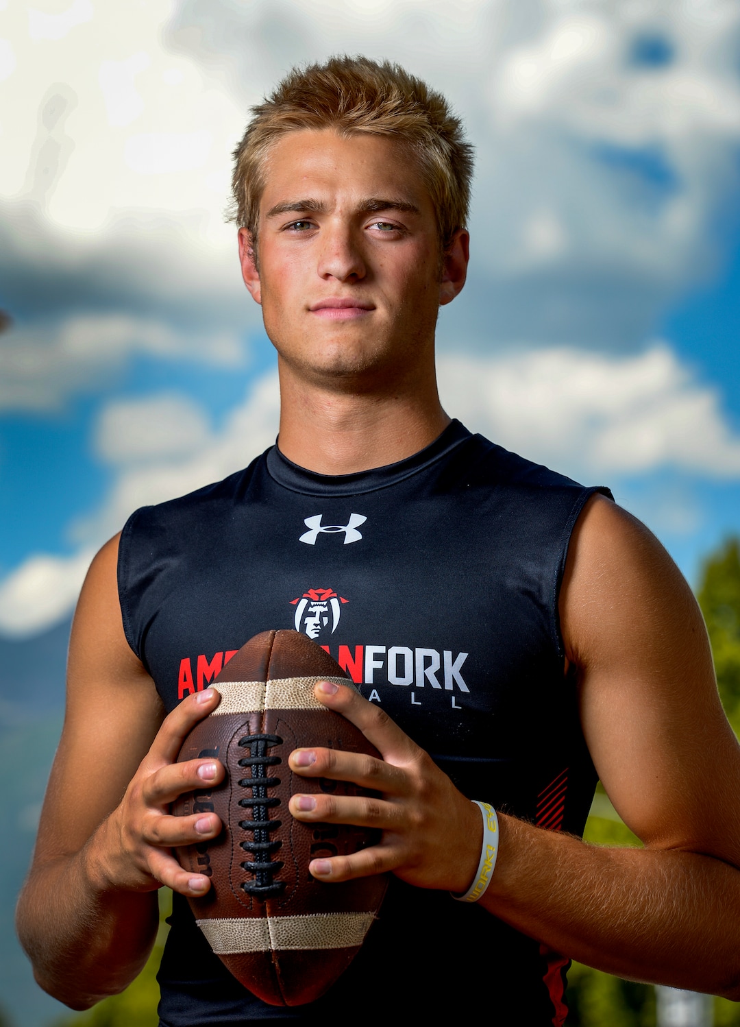 Leah Hogsten  |  The Salt Lake Tribune  American Fork High School football star Chase Roberts has committed to play for Brigham Young University, July 22, 2018.