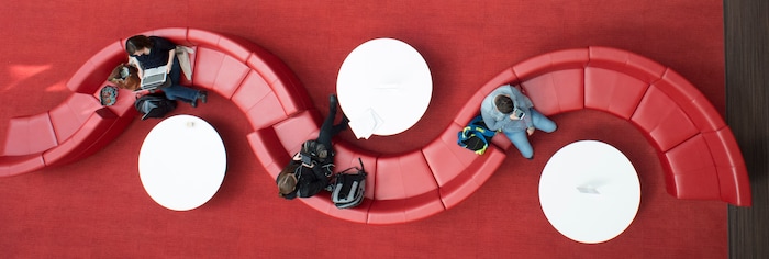 (Rick Egan  |  The Salt Lake Tribune)     Students study at the new Gary and Ann Crocker Science Center on Presidents Circle, at the University of Utah, Thursday, April 19, 2018.


