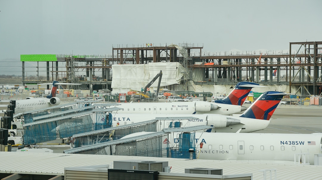 (Francisco Kjolseth  |  The Salt Lake Tribune)  Concourse B begins to take shape in the distance during a recent tour by Salt Lake City International Airport announcing food concessionaires for the new expanded airport on Wed. Feb. 20, 2019.