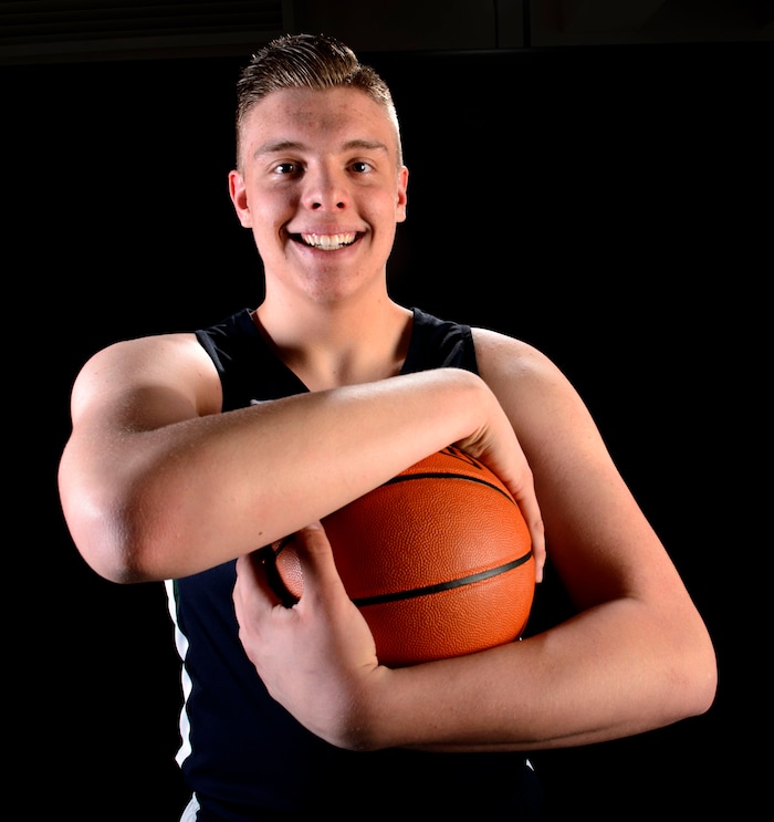 (Steve Griffin  |  The Salt Lake Tribune)  Prep basketball Trevon Allfrey, Copper Hills, in the Salt Lake Tribune studio in Salt Lake City Tuesday April 10, 2018.