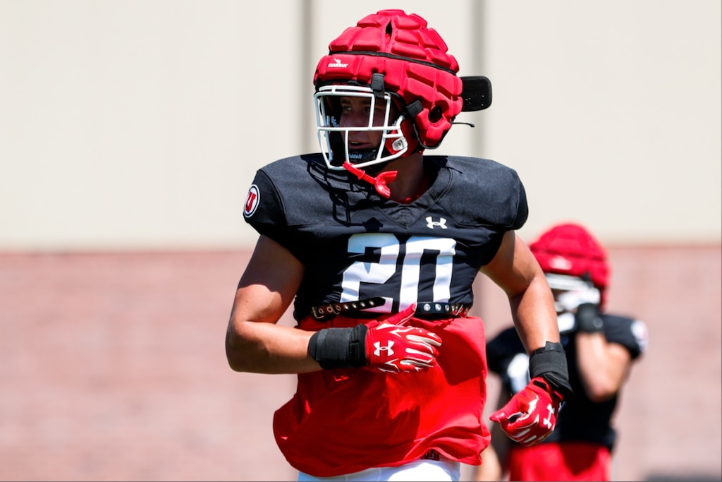 (Utah Athletics) Freshman Utah linebacker Lander Barton, a former standout at Brighton High School in Cottonwood Heights, at practice on Aug. 9.