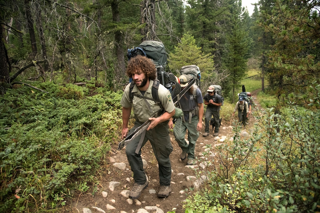 (Rachel Leathe  |  Bozeman Daily Chronicle) Joshua Kinsel, a trail lead for the U.S. Forest Service, heads a five-person trail crew on an eight-day backpacking trip into the Lee Metcalf Wilderness Area. The crew is responsible for repairing trails and bridges in the backcountry. 