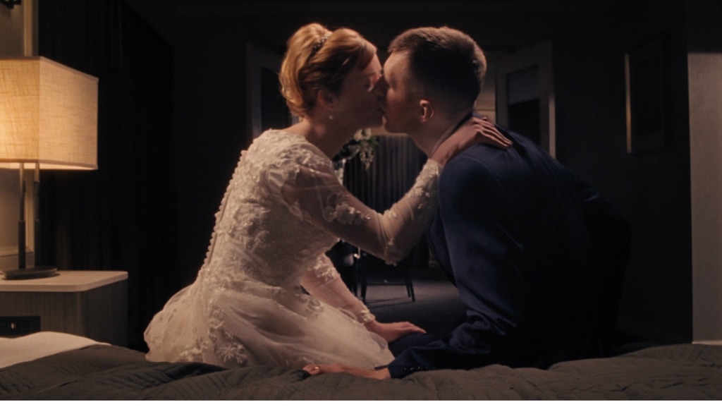 (The American Standard Film Co.) Sydney (Lindsey Normington, left) and Caleb (Samuel Sylvester), Latter-day Saint newlyweds on their wedding night, are the main figures in writer-director Gregory Barnes' short film "Together Forever," premiering at the 2026 Sundance Film Festival.