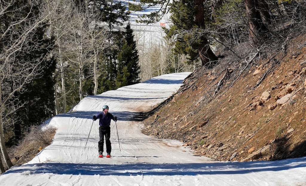 (Francisco Kjolseth | The Salt Lake Tribune) Despite getting a little more snow than most other resorts, Beaver Mountain begins showing the effects of the hottest winter in state history on Friday, March 20, 2026.