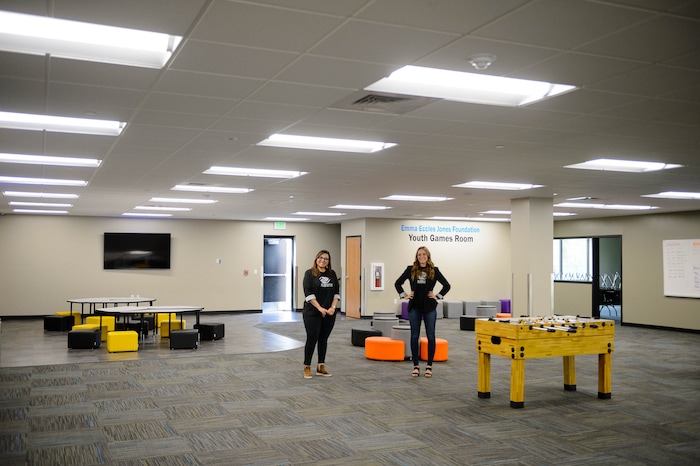(Trent Nelson  |  The Salt Lake Tribune) Terra Bueno and Andrea Whitesides in the youth games room at the Murray Boys & Girls Club on Thursday, May 14, 2020. The Boys & Girls Club has moved activities online for all of their members. Teens are meeting via zoom and the club is using Facebook to post activity videos for younger kids.