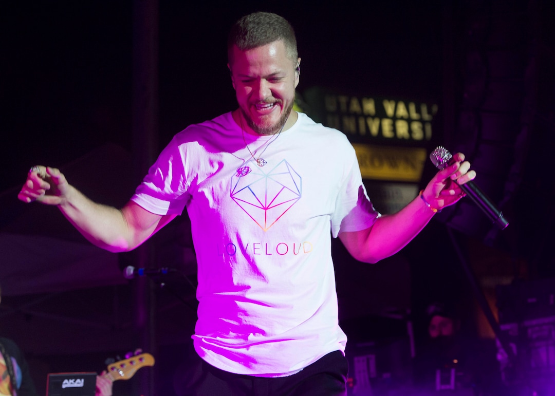 (Rick Egan  |  The Salt Lake Tribune) Dan Reynolds sings for Imagine Dragons at the LoveLoud Festival at Brent Brown Ballpark at UVU campus, Saturday, August 26, 2017.