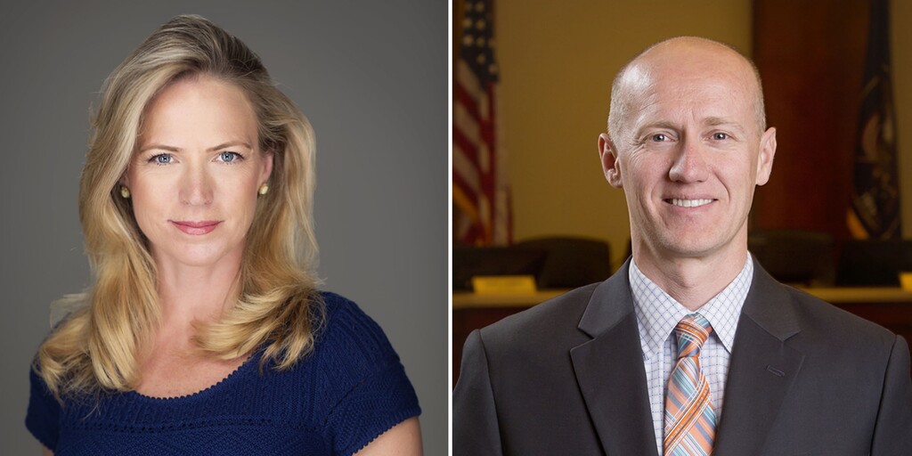 (Photos courtesy of Michele Weeks and Jeff Stenquist) Michele Weeks, left, and Jeff Stenquist, right, are former rivals on the Draper City Council. Now the two face each other in a race for the state House seat of Speaker Greg Hughes, who is not seeking re-election.