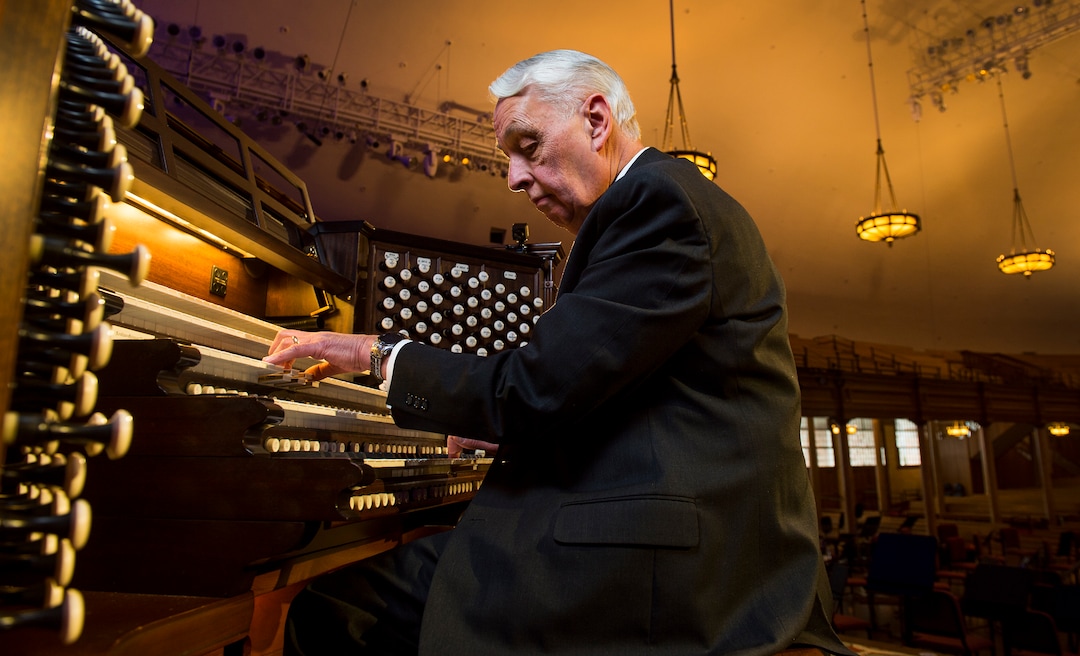 (Leah Hogsten  |  The Salt Lake Tribune) "It's a kind of changing of the guard," said Clay Christiansen, who began his career as organist for the Mormon Tabernacle Choir in1982 and is set to retire after 2018's Spring LDS General Conference. Christiansen is pictured at the Mormon Tabernacle Choir's organ,Thursday, March 1, 2018. 