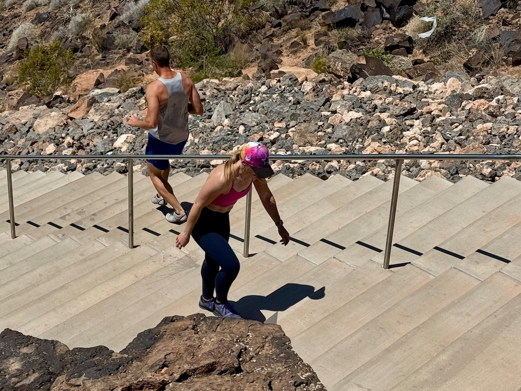 (Mark Eddington | The Salt Lake Tribune) People ascend and descend the Stairs at Tech Ridge in St. George, Tuesday, April 29, 2025.