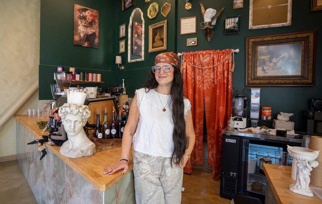 (Rick Egan | The Salt Lake Tribune)  Co-owner Lex Jardine at Trolley Coffee Company in Trolley Square on Sept. 17.