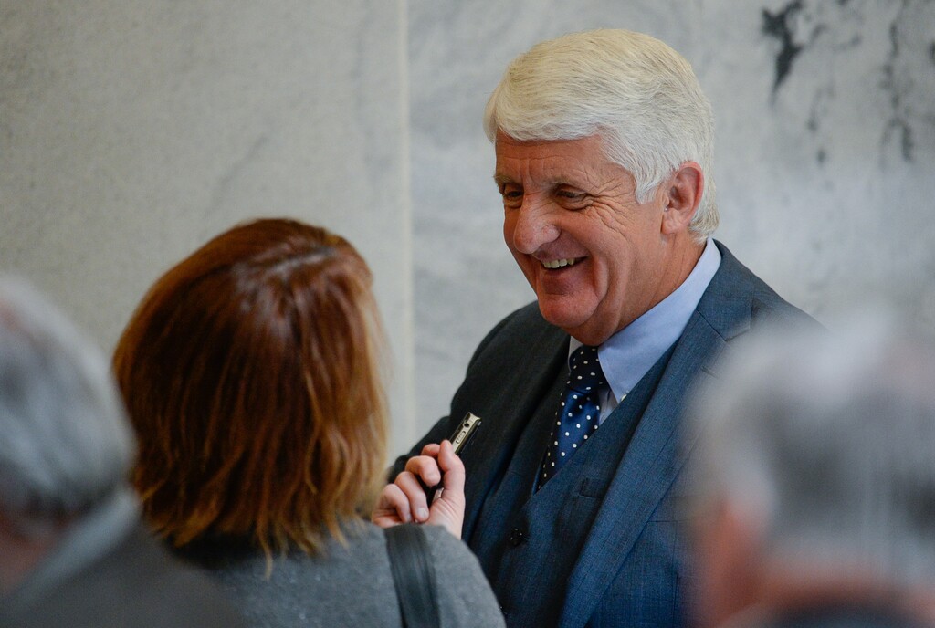 (Francisco Kjolseth | Tribune file photo) Rep. Rob Bishop speaks with the press as Invited guests arrive at the Utah Capitol before President Donald Trump's appearance there on Monday, Dec. 4, 2017. Trump was joined by Sen. Orrin Hatch and Interior Secretary Ryan Zinke to sign a presidential proclamation to shrink Bears Ears and Grand Staircase-Escalante national monuments.