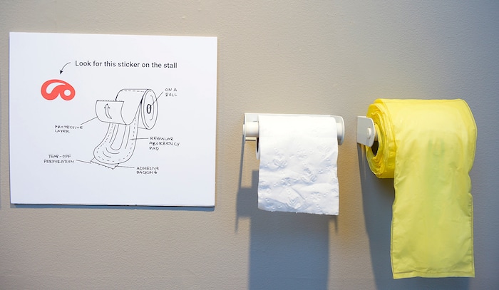 (Chris Samuels | The Salt Lake Tribune) Ensi, a redesign of a menstrual hygiene product dispenser, is on display at a showcase for Utah Design Arts at the Rio Grande Depot in Salt Lake City, Sept. 12, 2019.