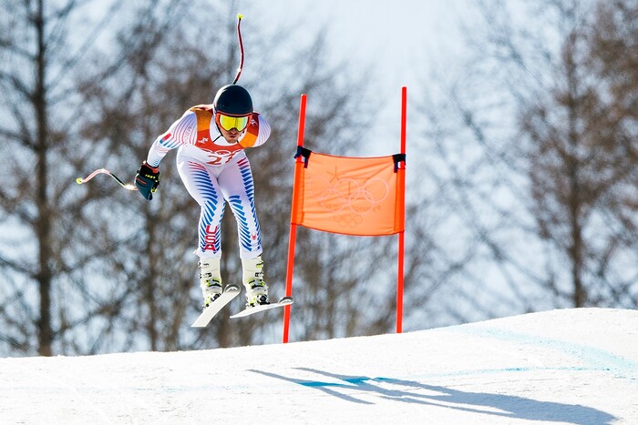 (Chris Detrick  |  The Salt Lake Tribune)  USA's Ted Ligety competes in the Men's Alpine Combined at Jeongseon Alpine Centre during the Pyeongchang 2018 Winter Olympics Tuesday, February 13, 2018.  Ligety finished the downhill section in 26th place with a time of 1:21.36.