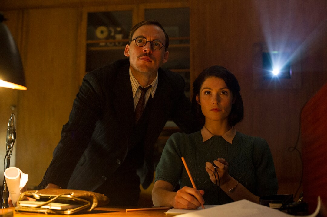 Nicola Dove  |  STX FilmsScreenwriters Tom Buckley (Sam Claflin, left) and Catrin Cole (Gemma Arterton) work on uplifting movies for the British war effort during World War II, in the romantic comedy-drama "Their Finest."