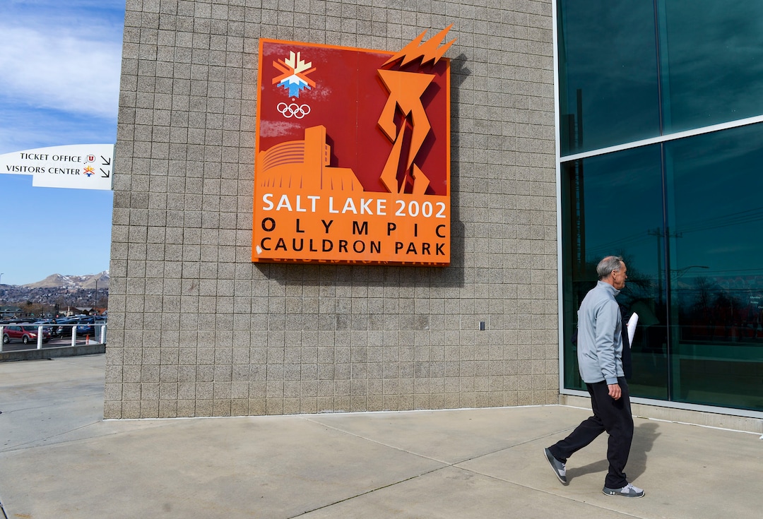 (Leah Hogsten  |  The Salt Lake Tribune)  Workers with Layton Construction and Mountain Crane began dismantling the 2002 Winter Olympic Cauldron located on the University of Utah's Rice-Eccles Stadium complex, Thursday, Feb. 13, 2020.  As part of the stadiumÕs expansion project, the 19-year old cauldron will be restored to its former brilliance and re-installed on the grounds of Rice-Eccles Stadium, north of the ticket office, in 2021.
