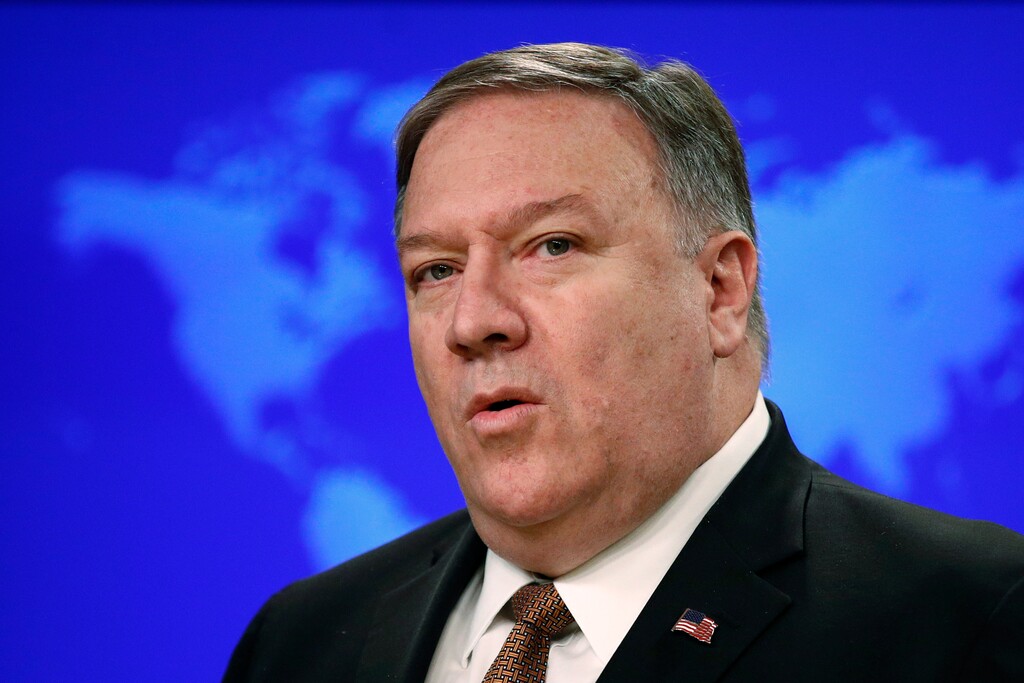(Patrick Semansky | The Associated Press) In this April 8, 2019, file photo, Secretary of State Mike Pompeo speaks at a news conference to announce the Trump administration's plan to designate Iran's Revolutionary Guard a "foreign terrorist organization," at the U.S. State Department in Washington. The Trump administration is poised to tell five nations, including allies Japan, South Korea and Turkey, that they will no longer be exempt from U.S. sanctions if they continue to import oil from Iran. U.S. officials say Pompeo plans to announce on Monday, April 22, that the administration will not renew sanctions waivers for the five countries when they expire on May 2.