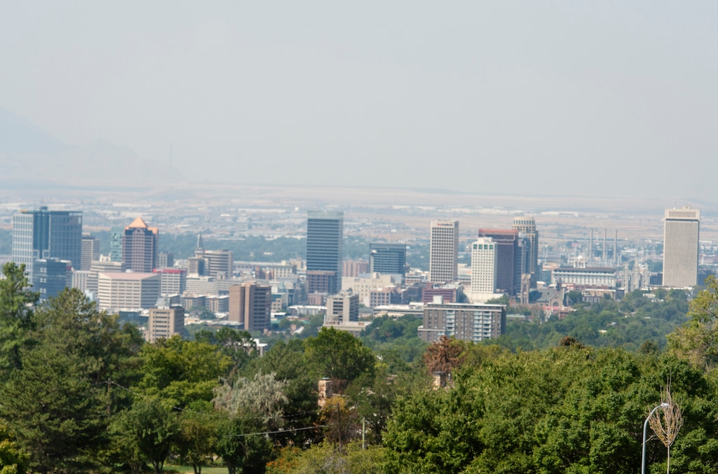 (Rick Egan  |  The Salt Lake Tribune)   Smokey skies in the Salt Lake Valley,Monday, Sept. 9, 2019.