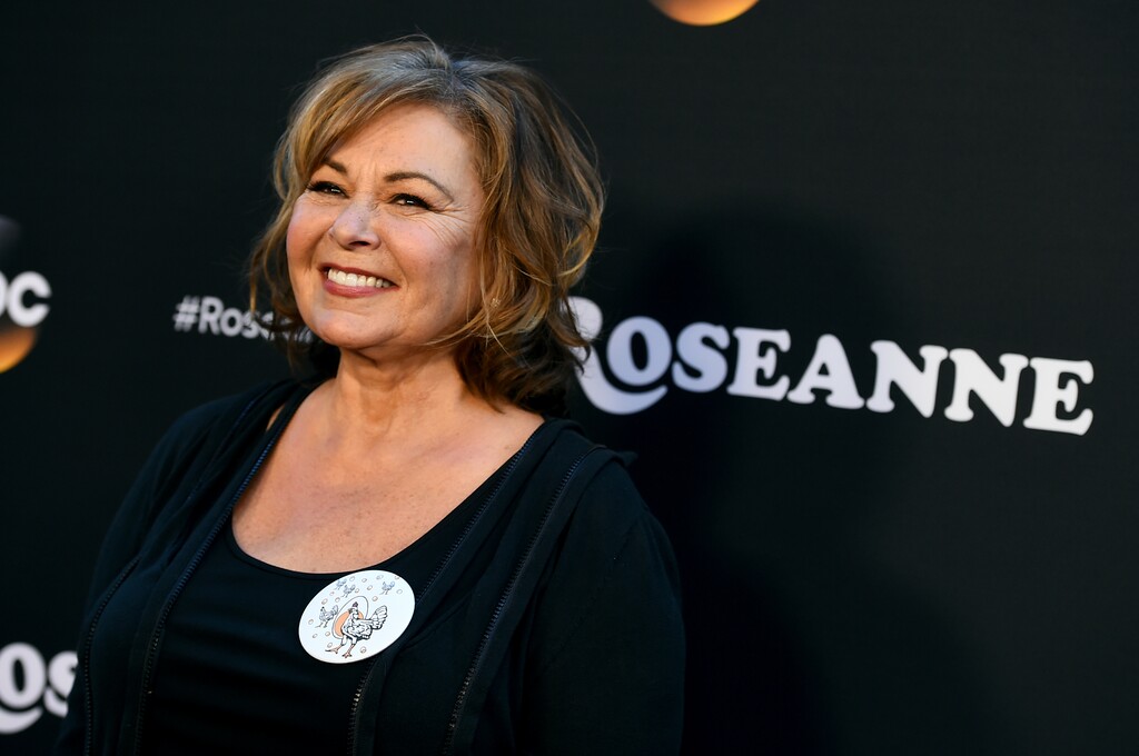 FILE - In this March 23, 2018, file photo, Roseanne Barr arrives at the Los Angeles premiere of "Roseanne" on Friday in Burbank, Calif.  Barr has apologized for suggesting that former White House adviser Valerie Jarrett is a product of the Muslim Brotherhood and the “Planet of the Apes.” Barr on Tuesday, May 29, tweeted that she was sorry to Jarrett “for making a bad joke about her politics and her looks.” Jarrett, who is African-American, advised Barack and Michelle Obama. (Photo by Jordan Strauss/Invision/AP, File)