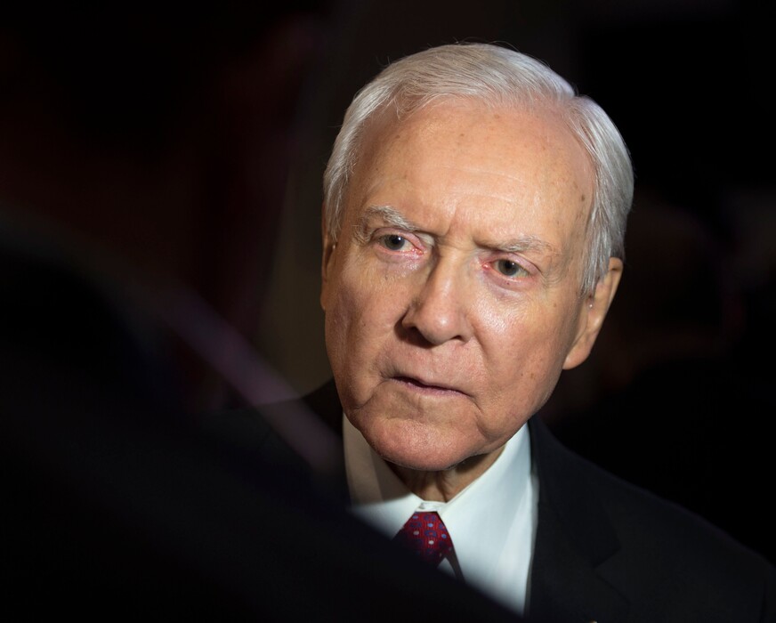 Steve Griffin / The Salt Lake TribuneSen. Orrin Hatch visits with supporters during Republican Party Election Night Victory Party at Rice-Eccles Stadium on the campus of the University of Utah in Salt Lake City Tuesday November 8, 2016. 