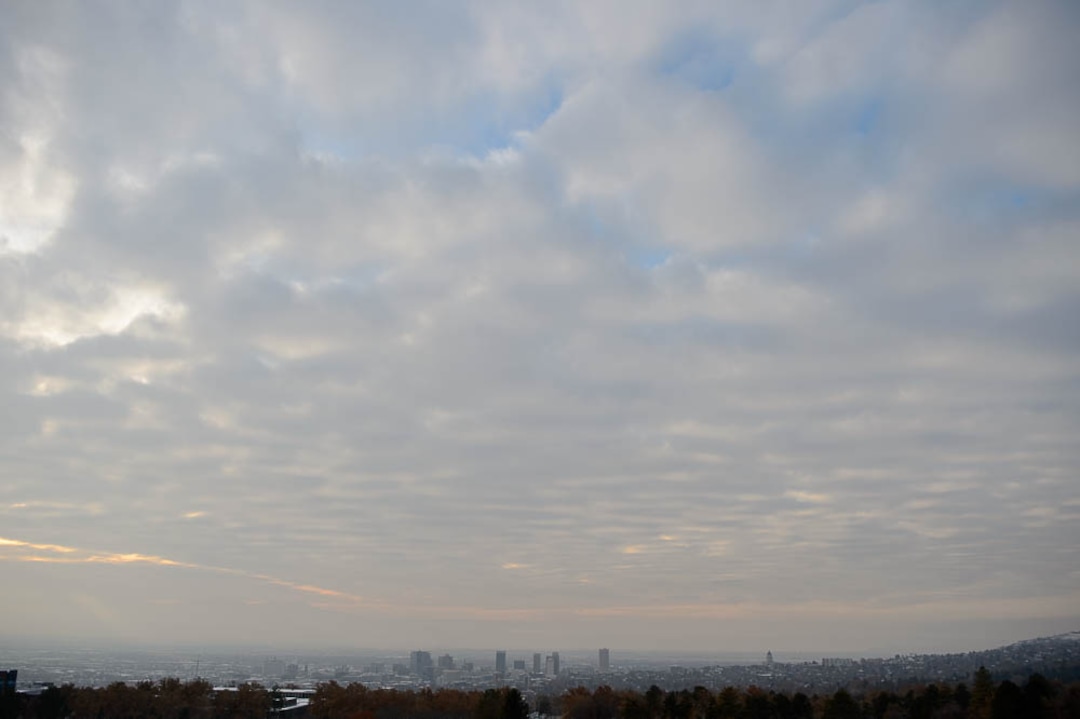 (Trent Nelson | The Salt Lake Tribune)  The Salt Lake City skyline on a hazy day, Thursday Dec. 6, 2018.