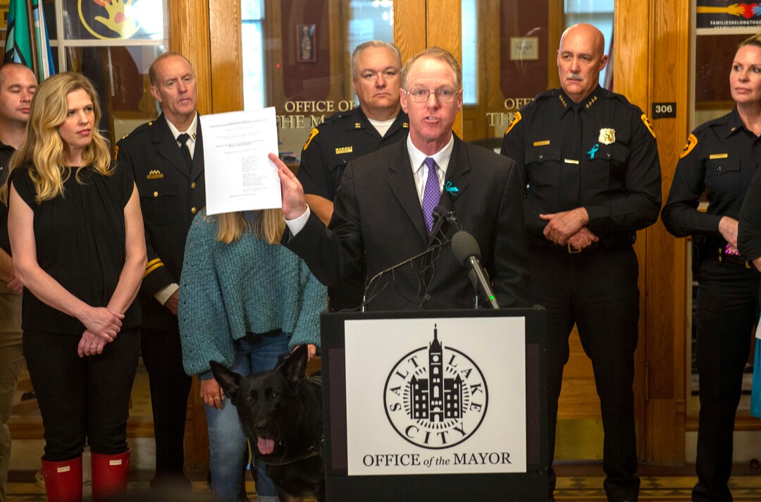 (Rick Egan  |  The Salt Lake Tribune)   Paul Cassell makes an announcement regarding the Utah Supreme Court Petition on behalf of Jane Does and House Bill 281, during a news conference at the Salt Lake City and County Building, Wednesday, April 3, 2019.