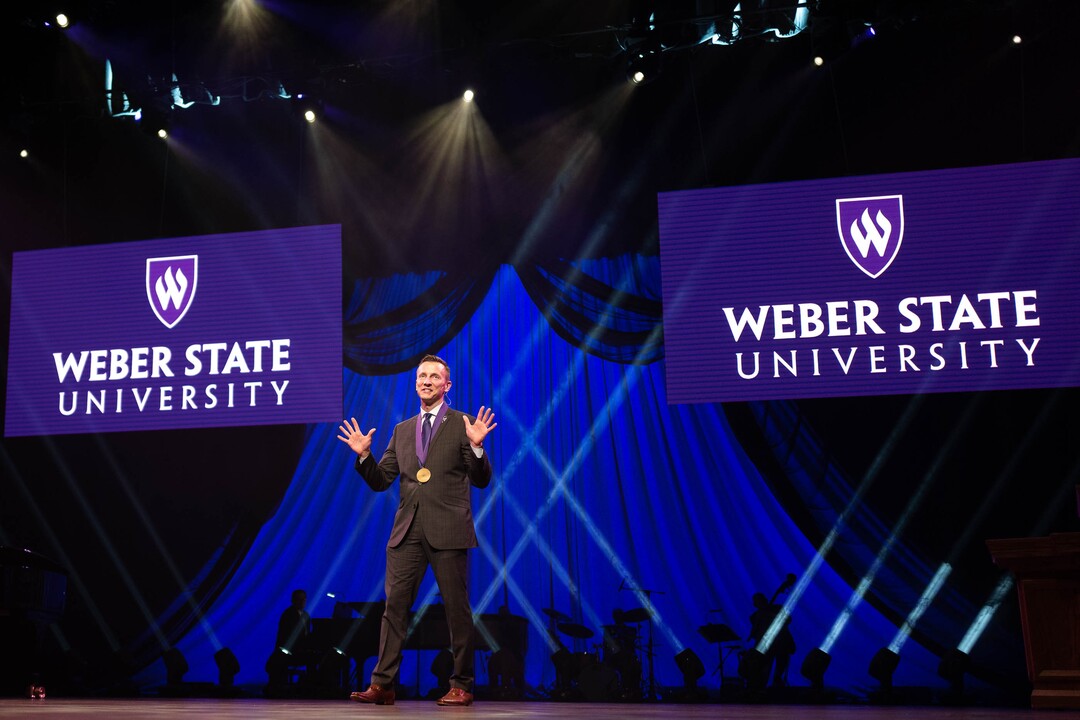 (Trent Nelson  |  The Salt Lake Tribune) Brad Mortensen speaks at his inauguration as the president of Weber State University in Ogden on Tuesday, Jan. 7, 2020.
