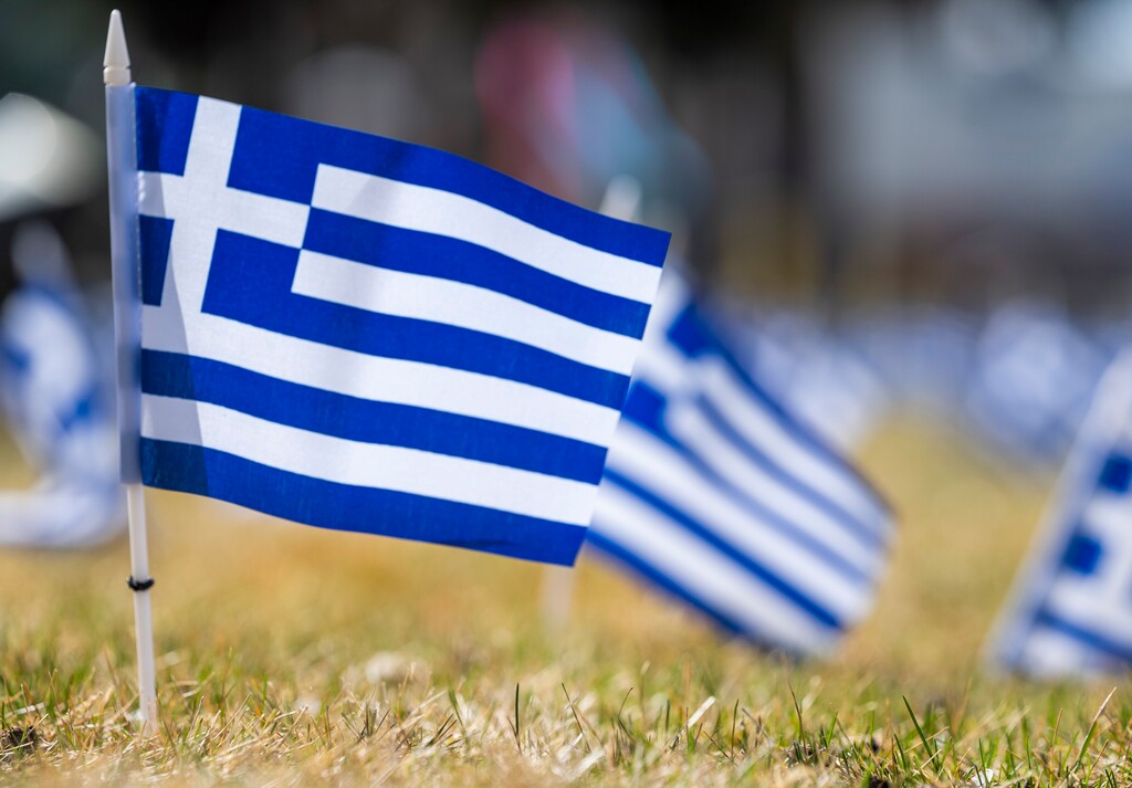 (Rick Egan | The Salt Lake Tribune) Two hundred flags wave in front of the Prophet Elias Greek Orthodox Church in Holladay in celebration of Greek Independence Day.