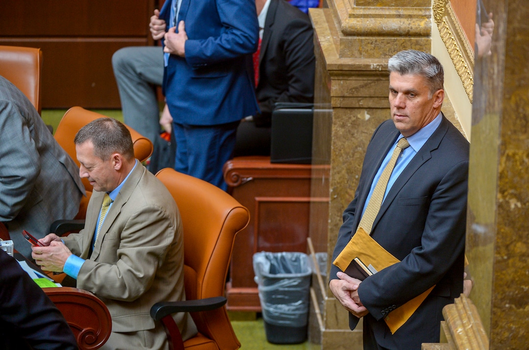 (Leah Hogsten  |  The Salt Lake Tribune)  Incoming Utah House Rep. Phil Lyman stands on the sidelines prior to the special session. On Monday, Dec. 2, 2018 during the special session, lawmakers overhauled the Utah Medical Cannabis Act's distribution system, reduced the number of medical marijuana outlets, prohibited edibles and changed the list of illnesses that qualify for cannabis treatments.