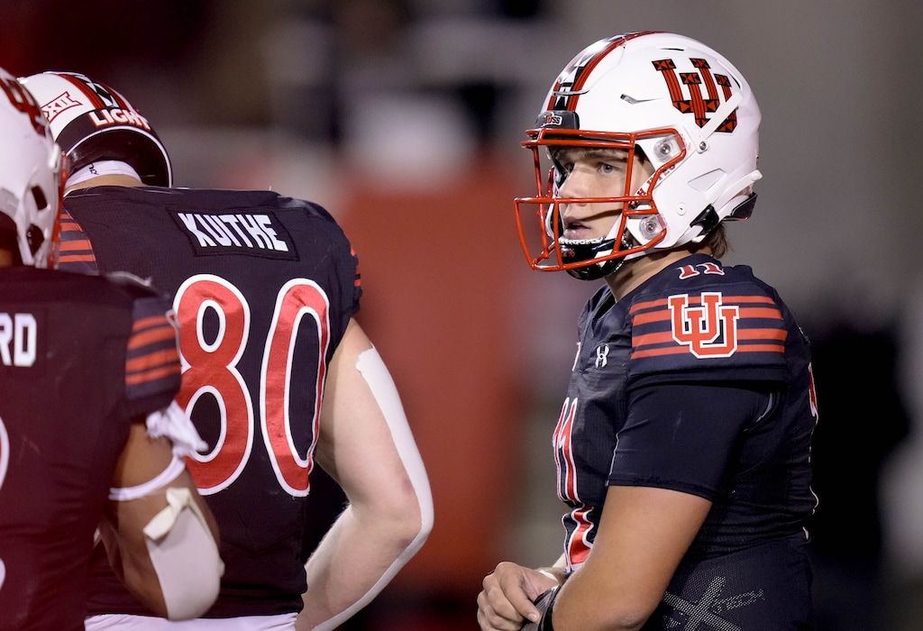 (Francisco Kjolseth | The Salt Lake Tribune) Utah Utes quarterback Isaac Wilson (11) as the Utes host the TCU Horned Frogs, NCAA football in Salt Lake City on Saturday, Oct. 19, 2024.