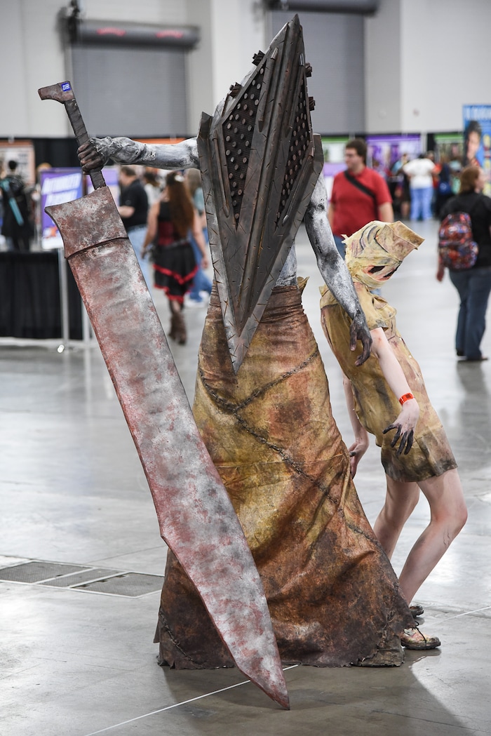 (Francisco Kjolseth  |  The Salt Lake Tribune)  Ahi Transfield as Pyramid Head and Brooke Tabbutt as nurse attend the start of FanX Salt Lake Comic Convention at the Salt Palace in Salt Lake City Thursday, Sept. 6, 2018, during the three-day pop culture convention.