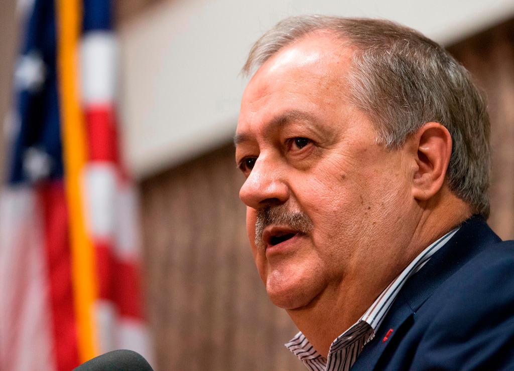 FILE - In this Jan. 18, 2018, file photo, former Massey CEO and West Virginia Republican Senatorial candidate, Don Blankenship, speaks during a town hall to kick off his campaign in Logan, W.Va. Blankenship claims documents that would have assisted his defense weren't made available to his attorneys before his trial and he's asking a federal court to vacate his misdemeanor conviction. (AP Photo/Steve Helber, File)