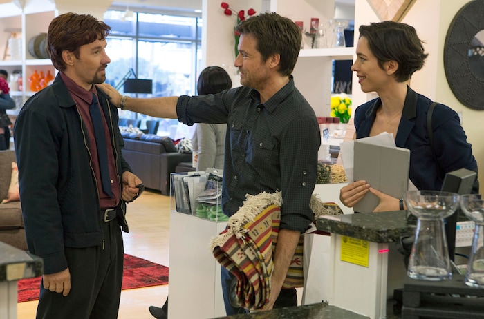 (Matt Kennedy  |  STX Films) Gordo (Joel Edgerton, left) runs into Simon (Jason Bateman, center), an old high-school classmate, and Simon's wife Robyn (Rebecca Hall), in a scene from the 2015 thriller "The Gift."