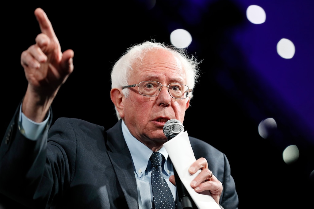 (Charlie Neibergall | AP file photo) Democratic presidential candidate Sen. Bernie Sanders speaks at the Presidential Gun Sense Forum, Saturday, Aug. 10, 2019, in Des Moines, Iowa.