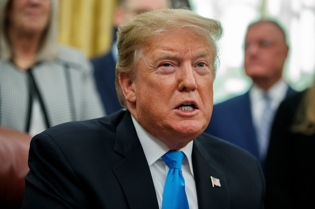 (Evan Vucci  |  AP Photo)  President Donald Trump speaks during a signing event for "Space Policy Directive 4" in the Oval Office of the White House, Tuesday, Feb. 19, 2019, in Washington.