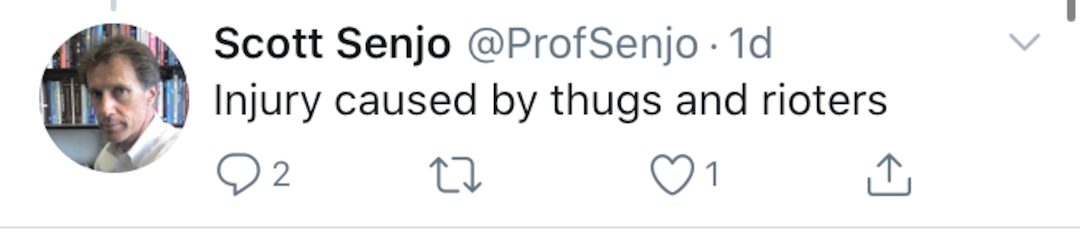 (Screenshot) A tweet from the account @ProjSenjo, linked to a Weber State professor.