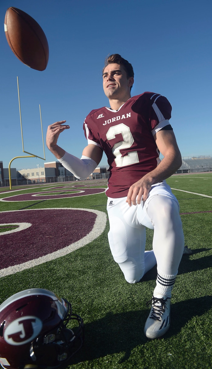 Al Hartmann  |  The Salt Lake TribuneJordan High School quarterback Austin Kafentzis, the Salt Lake Tribune's football player of the year.  