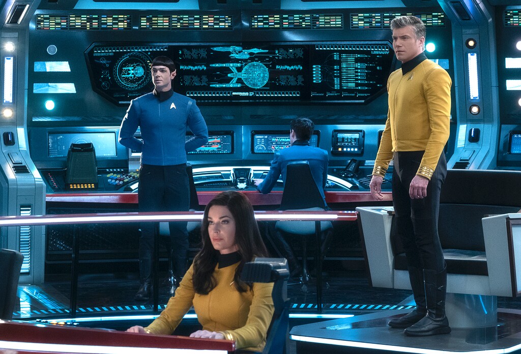 (Photo courtesy of Michael Gibson/CBS) "Star Trek: Strange New Worlds" will star Ethan Peck as Spock, Rebecca Romijn as Number One and Anson Mount as Captain Pike.
