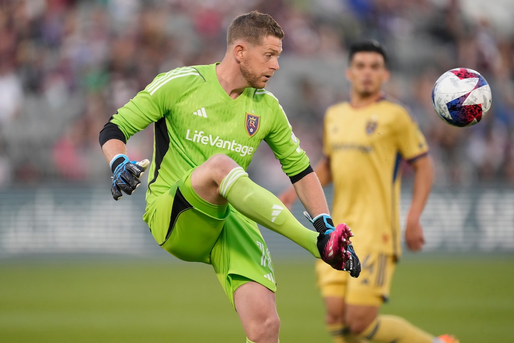 Real Salt Lake goalkeeper Zac MacMath, shown during a game at Colorado last month, make one save in RSL's scoreless draw with New York City FC on Saturday night in Sandy. (AP Photo/David Zalubowski)
