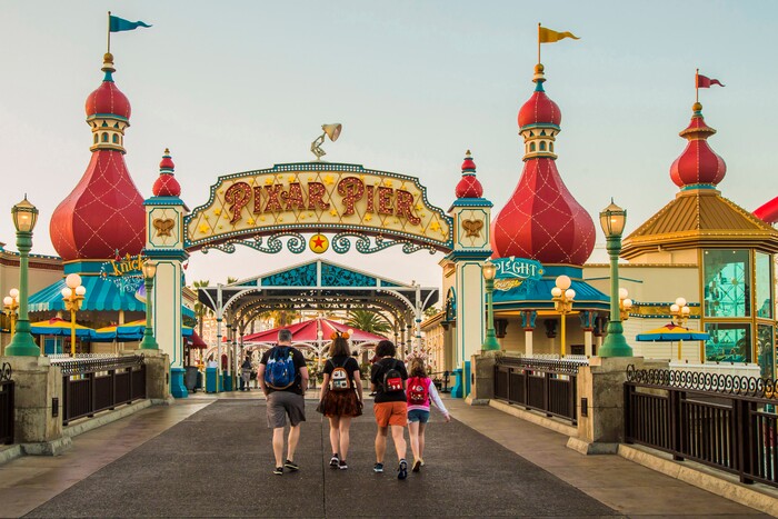 (Photo courtesy Joshua Sudock/Disneyland Resort) The Pixar Lamp stands atop the Pixar Pier marquee.